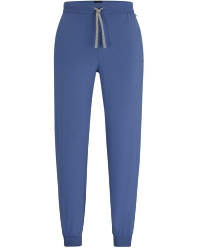 BOSS Jogginghose aus elastischem Baumwoll-Jersey mit Logo-Stickerei - Blau