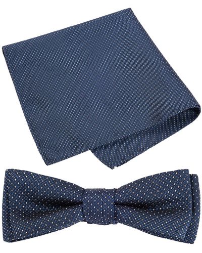 BOSS Set de pañuelo de bolsillo y corbata de mezcla de seda - Azul