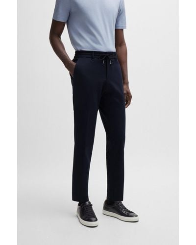 BOSS Slim-fit Trousers In Stretch Jersey - Blue