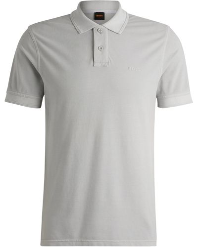 BOSS Poloshirt aus Baumwoll-Piqué mit Logo-Print - Grau