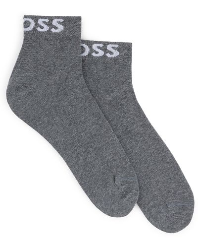 BOSS Zweier-Pack kurze Socken mit Kontrast-Logos - Grau