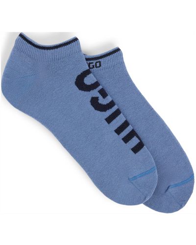 HUGO Zweier-Pack Sneakers-Socken aus Baumwoll-Mix mit Logos - Blau