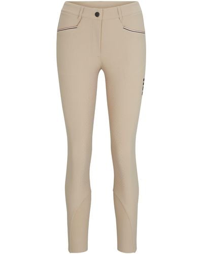 BOSS Equestrian Full-grip Breeches In Power-stretch Material - Natural
