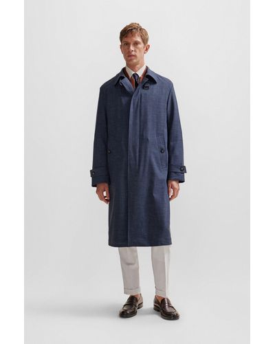 BOSS Regular-fit Coat In A Virgin-wool Blend - Blue