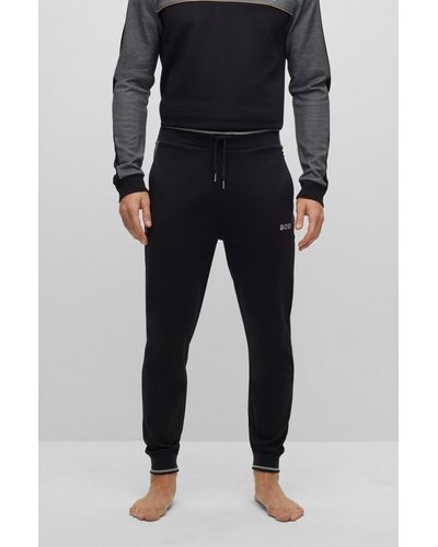 BOSS Cotton-blend Tracksuit Bottoms With Embroidered Logo - Black