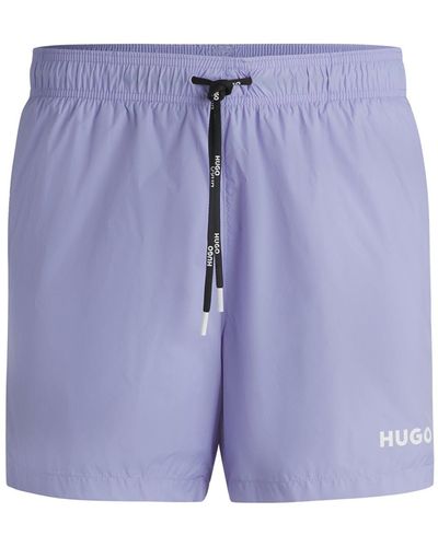 HUGO Fully Lined Swim Shorts With Logo Print - Blue