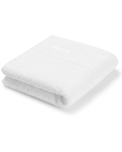 BOSS White Aegean-cotton Hand Towel With Tonal Logo