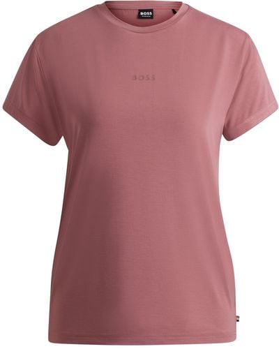 BOSS Stretch-modal Pyjama T-shirt With Logo Print - Pink