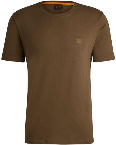 BOSS Cotton-jersey T-shirt With Logo Patch - Green