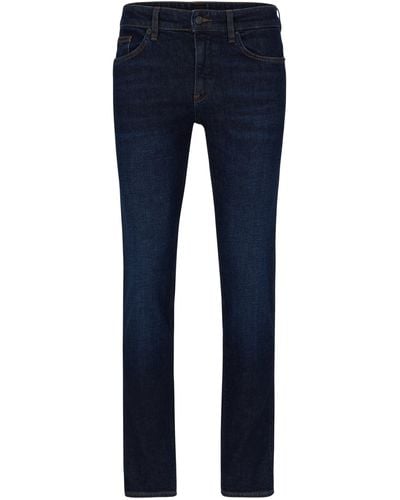 BOSS Dunkelblaue Slim-Fit Jeans aus bequemem Stretch-Denim