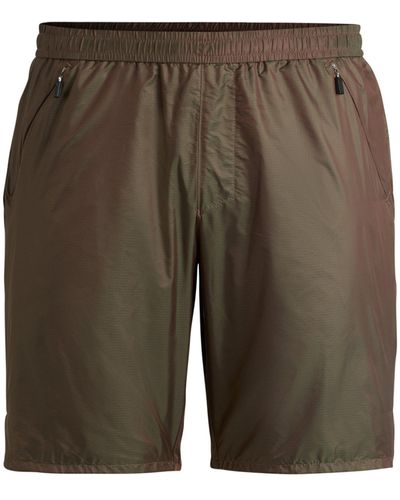 BOSS Slim-Fit Shorts aus irisierendem Ripstop mit Innenshorts - Grün