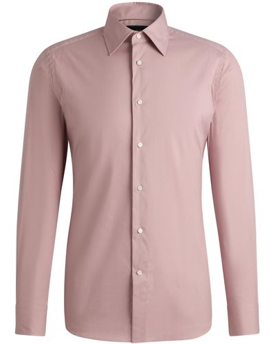 BOSS Slim-Fit Hemd aus elastischem Baumwoll-Mix - Pink