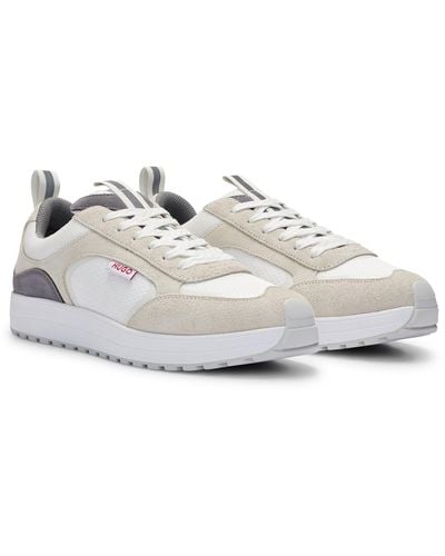 HUGO Suede Sneakers With Driver Sole - White