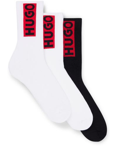 HUGO Kurze Socken mit rotem Logo-Label im Dreier-Pack