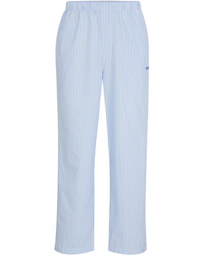 BOSS Bas de pyjama en popeline de coton à rayures avec logo brodé - Bleu