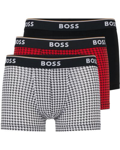 BOSS Lot de trois boxers courts en coton stretch ornés d'un logo à la taille - Multicolore
