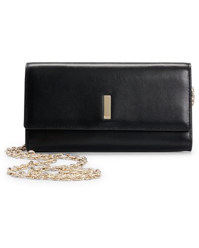 BOSS Leather Clutch Bag With Branded Hardware - Black