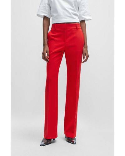HUGO Regular-fit Boot-cut Trousers In Stretch Fabric - Red