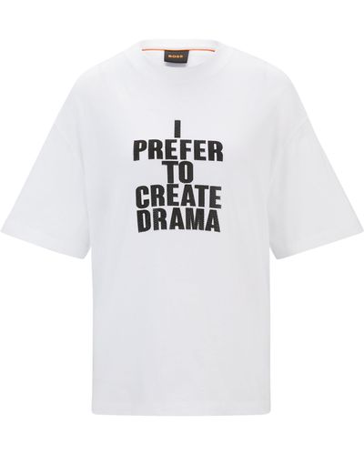 BOSS Regular-Fit T-Shirt aus Baumwoll-Jersey mit Slogan-Print - Weiß