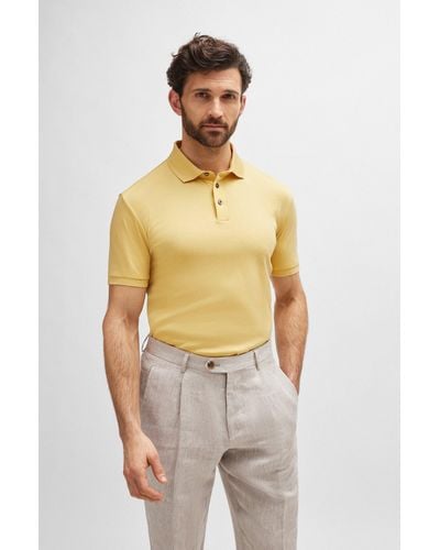 BOSS Regular-fit Polo Shirt In Mercerised Italian Cotton - Yellow