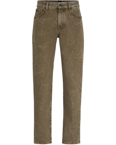 BOSS Braune Regular-Fit Jeans aus festem Denim - Natur