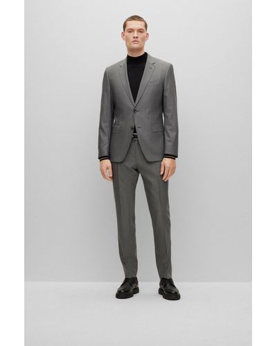 BOSS by HUGO BOSS Slim-fit Suit In Stretch Wool With Silk And Linen in Blue  for Men | Lyst