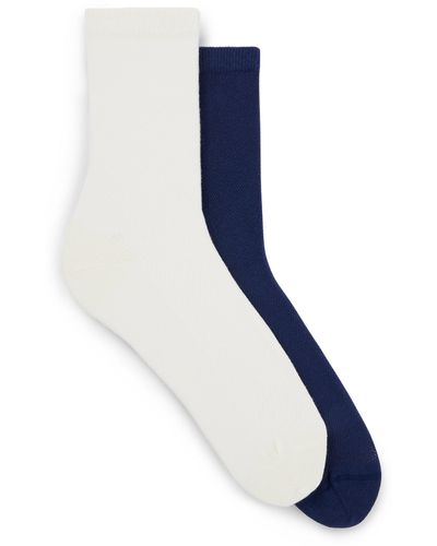 BOSS Twee Paar Korte Sokken Van Een Katoenmix Met Piquéstructuur - Blauw