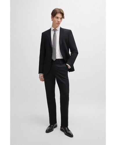 HUGO Slim-fit Suit In Stretch Twill - Black