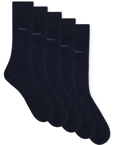 BOSS Mittelhohe Socken aus Baumwoll-Mix im Fünfer-Pack - Blau
