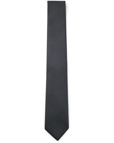 BOSS Silk-jacquard Tie With All-over Micro Pattern - White