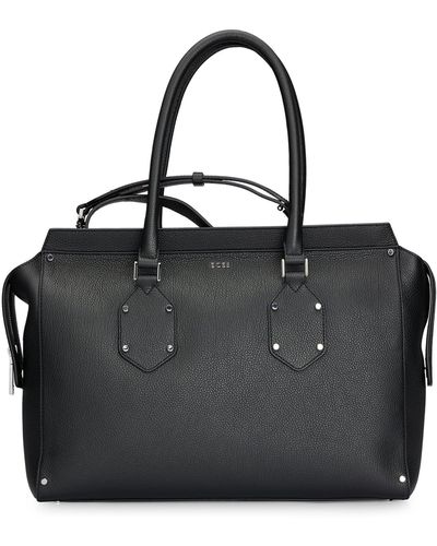 BOSS by HUGO BOSS Grained-leather Tote Bag With Detachable Shoulder Strap - Black
