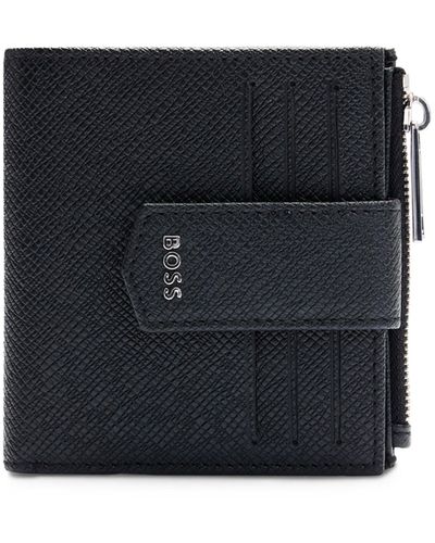 BOSS Emed-leather Wallet With Polished Silver Hardware - Black