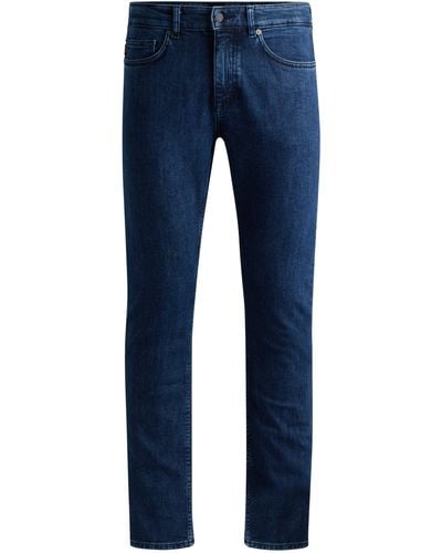 BOSS Dunkelblaue Slim-Fit Jeans aus bequemem Stretch-Denim
