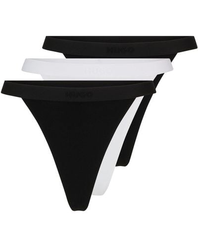 HUGO Triple-pack Of String Briefs In Stretch Modal With Logo Waistband - Black