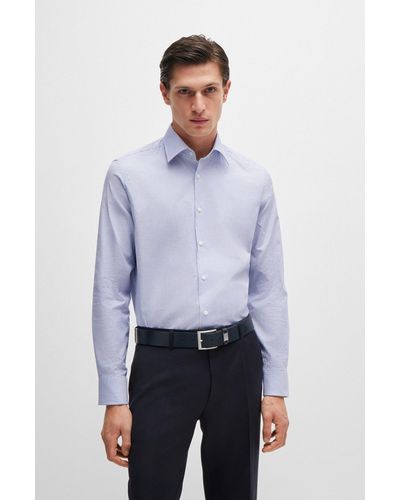 BOSS Regular-fit Shirt In Easy-iron Striped Stretch Cotton - White