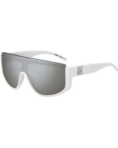 HUGO Mask-style Sunglasses In White With Stacked Logo
