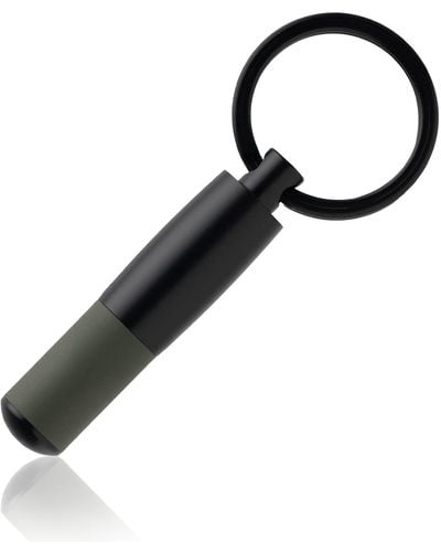 BOSS Black Metal Tubular Key Ring With Khaki Rubberised Lacquer