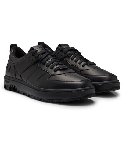HUGO Mixed-material Sneakers With Raised Logo - Black