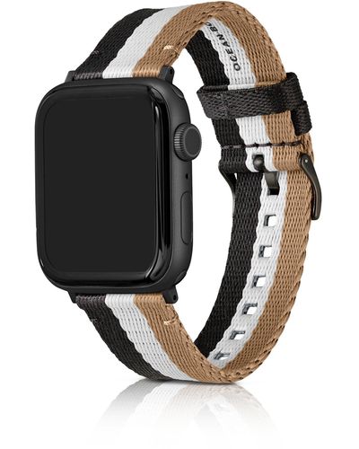 BOSS Signature-stripe Strap For Apple Watch Men's Watches - Black