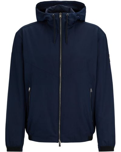 BOSS Wasserabweisende Regular-Fit Jacke mit Kapuze - Blau