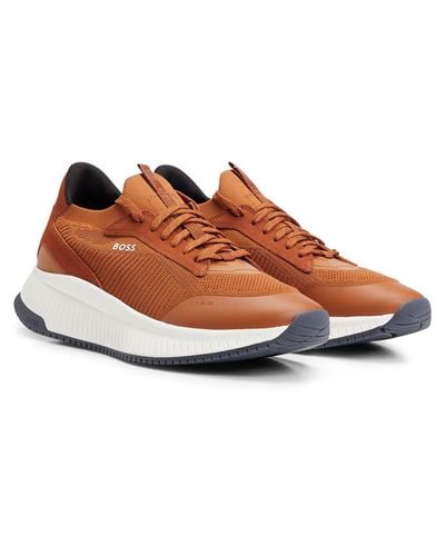 BOSS Ttnm Evo Trainers With Knitted Upper - Brown