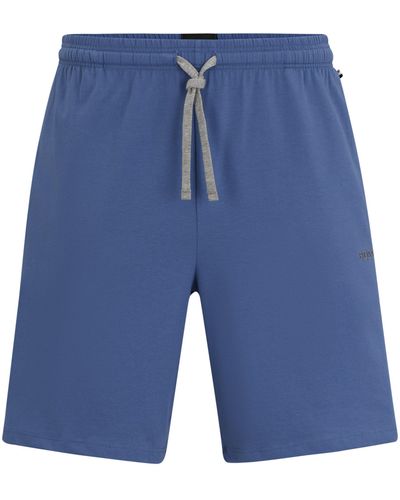 BOSS Regular-rise Shorts Van Stretchkatoen Met Logostiksel - Blauw