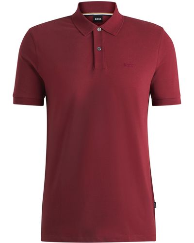 BOSS Pallas Poloshirt aus Bio-Baumwolle mit Logo-Stickerei - Rot