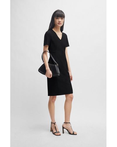 BOSS Slim-fit Dress With Full Rear Zip - Black