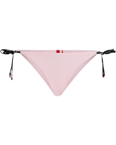 HUGO Bas de bikini avec liens à nouer sur le côté et logo imprimé - Rose