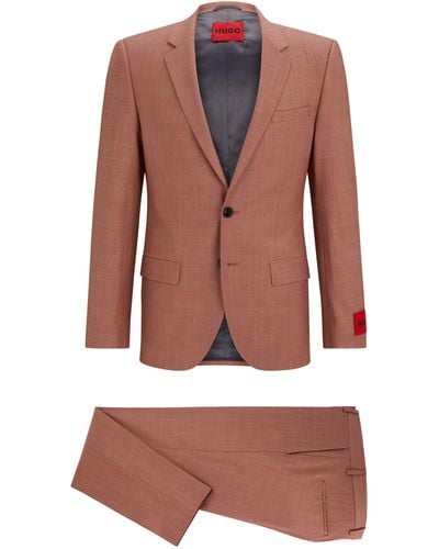 HUGO Slim-Fit Anzug aus Stretch-Gewebe in Mohair-Optik - Rot