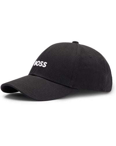 BOSS Cotton-twill Six-panel Cap With Embroidered Logo - Black
