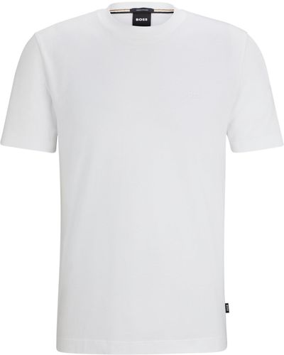 BOSS T-shirt Van Katoenen Jersey Met Rubberen Logoprint - Wit