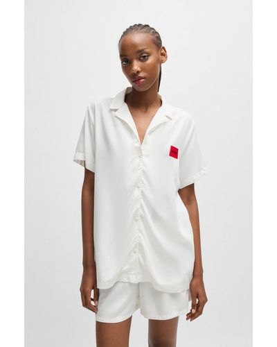 HUGO Regular-fit Pyjamas With Red Logo Labels - White