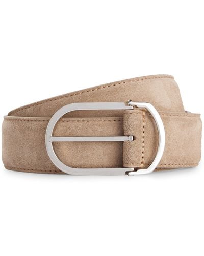 BOSS Suede Belt With Hardware Keeper In Gift Box - Natural